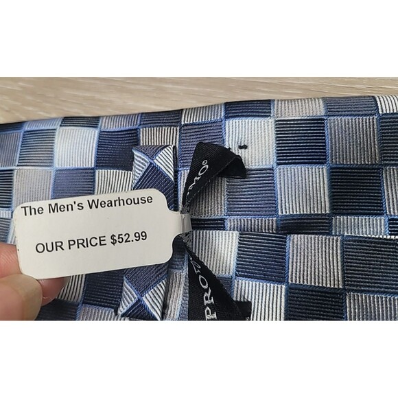 Pronto Uomo Couture 100% Silk Men's Checker Tie w/ Mens Warehouse Price Tag NEW - Picture 9 of 9